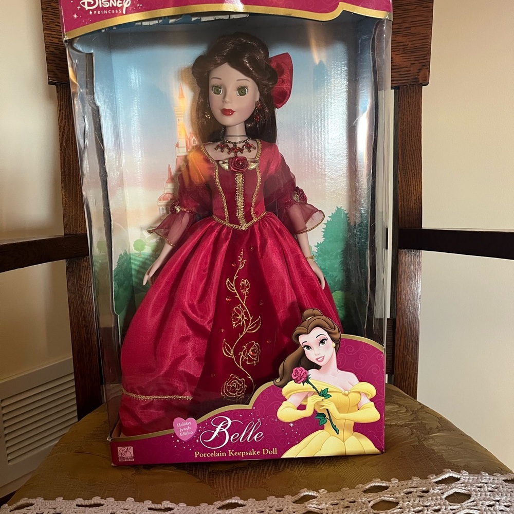 Disney Belle Porcelain Doll in Red Gown